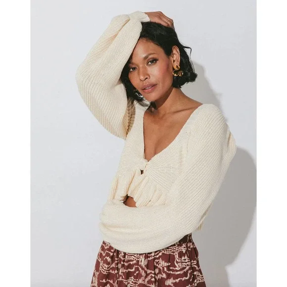 Cleobella Women's Loura Sweater Knit Stretch Cream Size S NWT - Picture 2 of 13